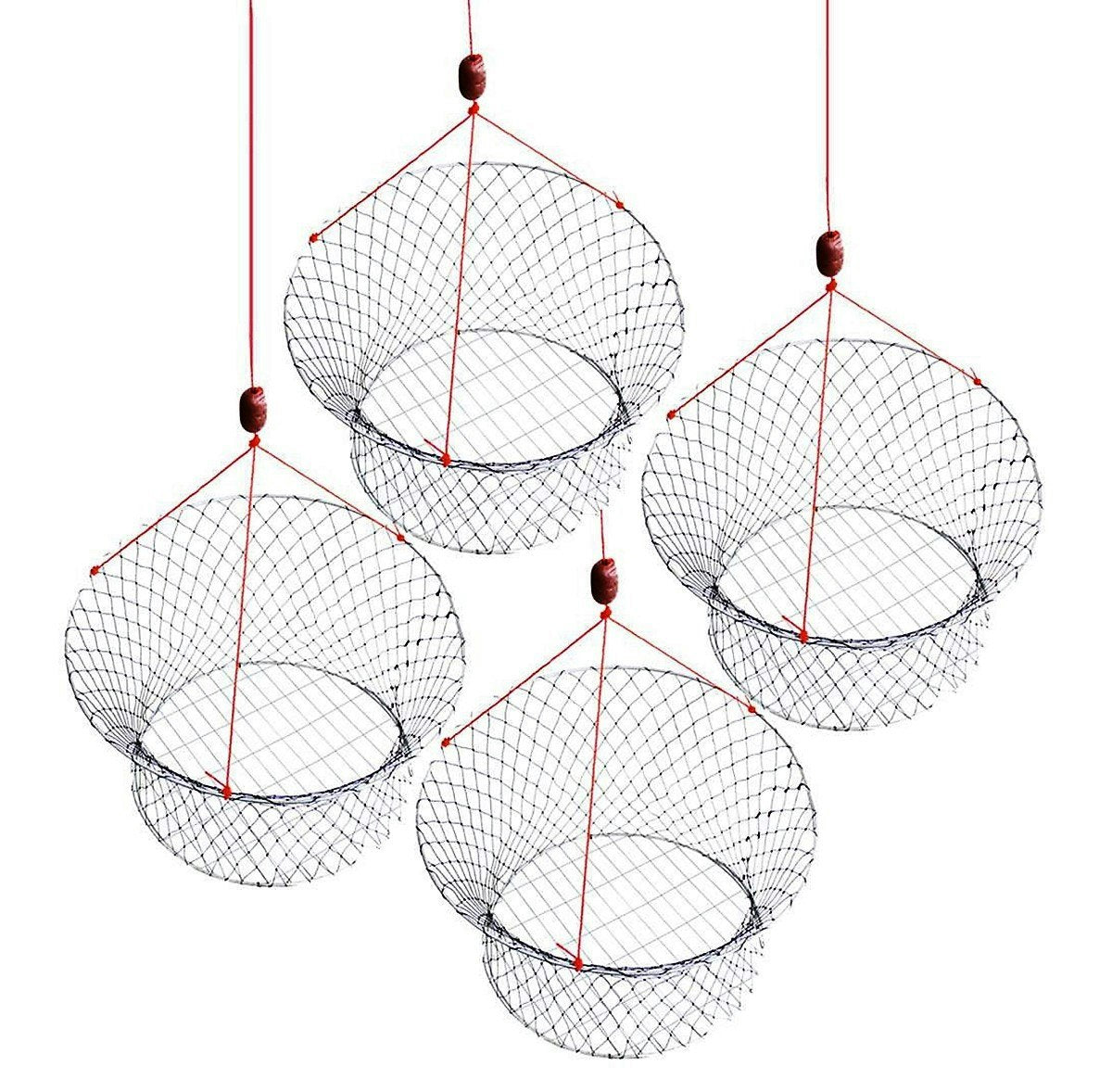 4 X New Wilson Ready Rigged Wire Bottom Marron Nets-2 Rings With Float And Rope