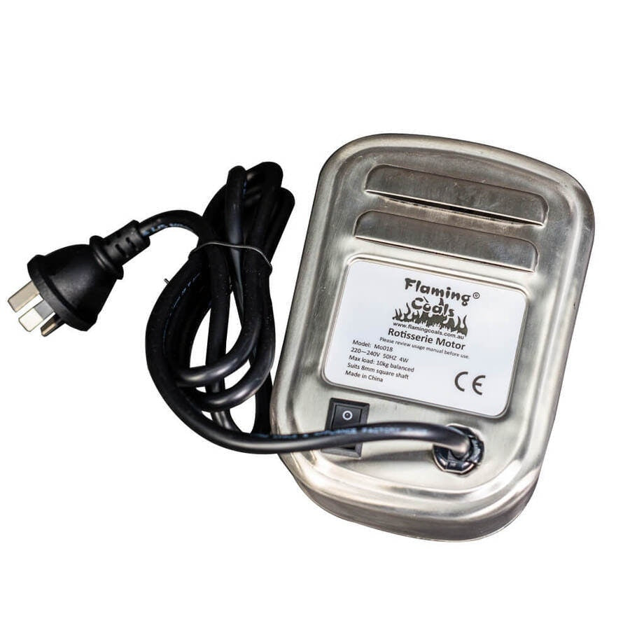 Flaming Coals 240v Stainless Steel BBQ Spit Rotisserie Motor -10kg Load Capacity
