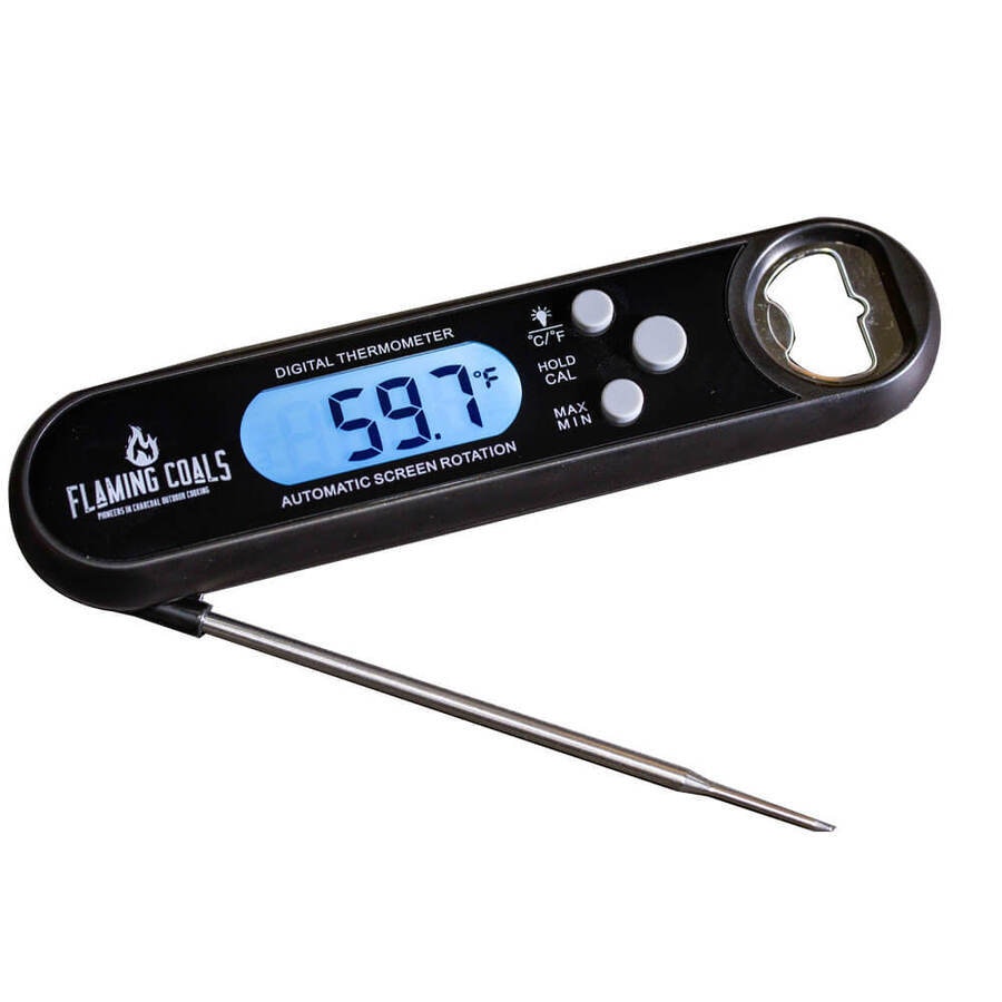 Flaming Coals Digital Instant Read BBQ Thermometer with 240 Deg Rotation Probe
