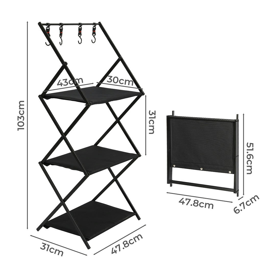 Levede Camping Storage Shelves Portable Hanging Rack Foldable BBQ Picnic Table