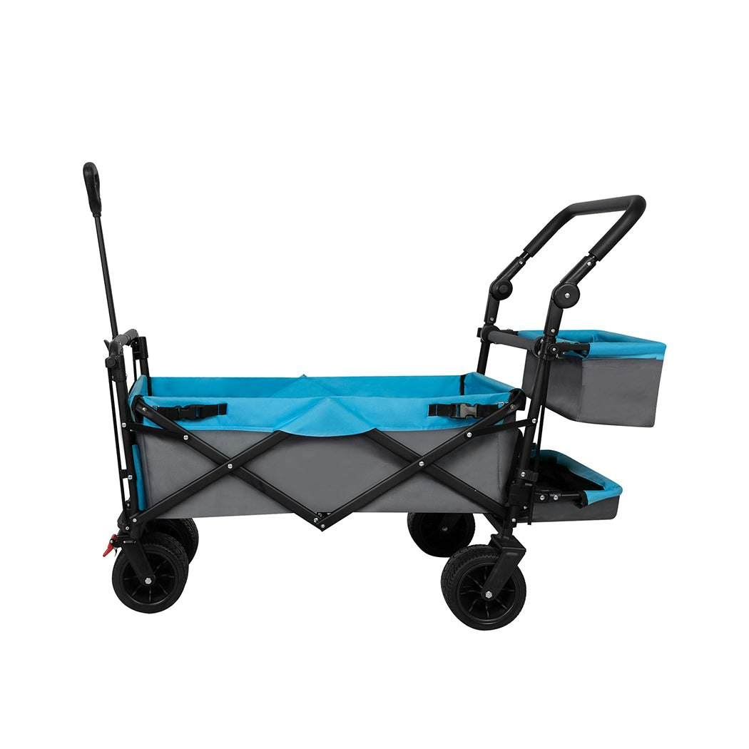 Lambu Foldable Garden Cart Trolley 150kg Camping with Removeable Shade 2 Baskets