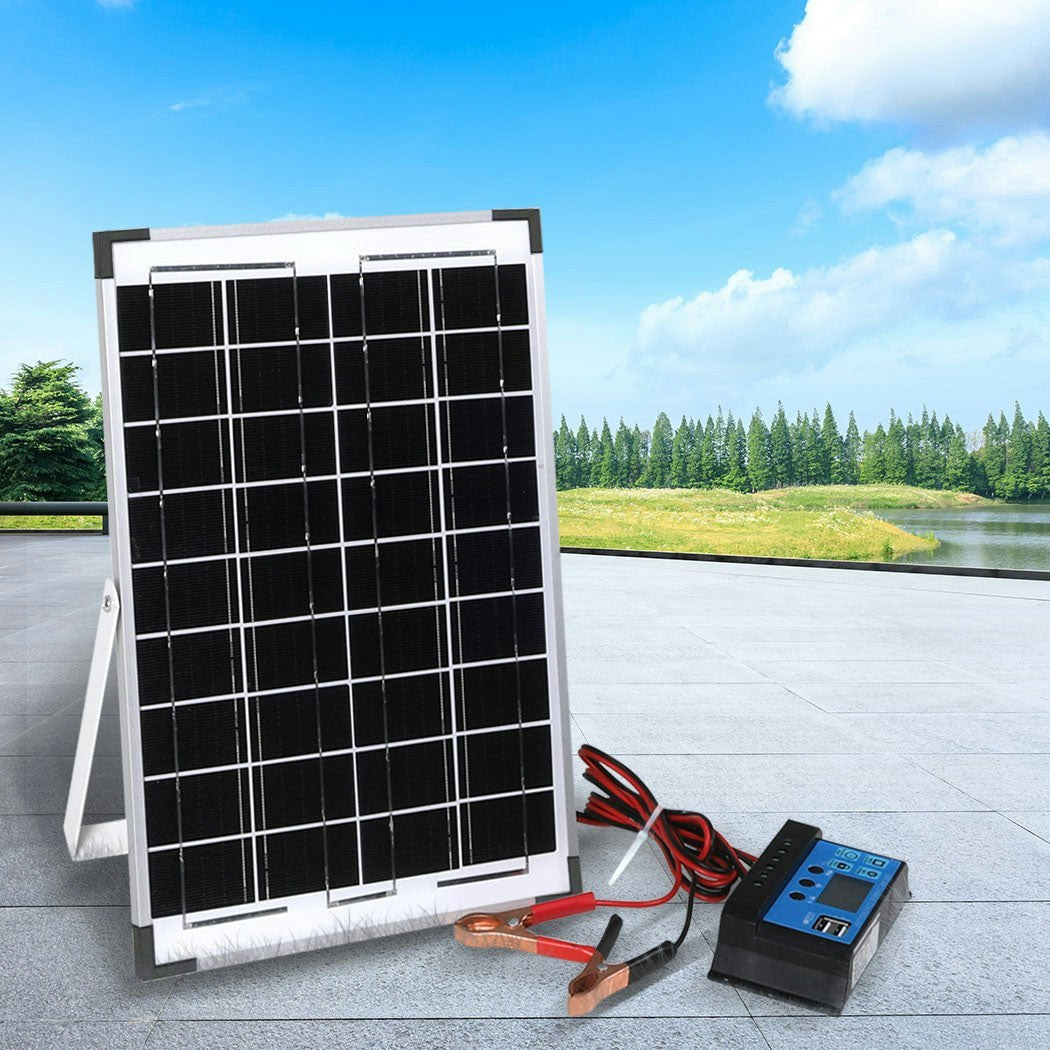 Traderight Group 12V 10W Solar Panel Kit Mono Caravan Folding Camping Charging Controller Kits
