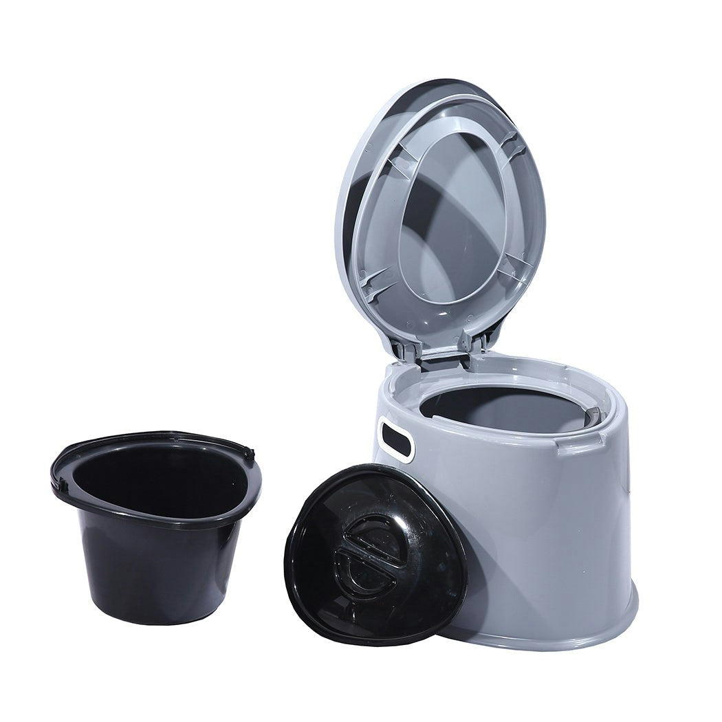 Traderight Group 6L Camping Toilet Outdoor Portable Potty Caravan Travel Boating Bucket Brush