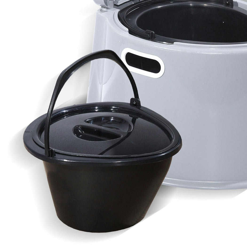 Traderight Group 6L Camping Toilet Outdoor Portable Potty Caravan Travel Boating Bucket Brush