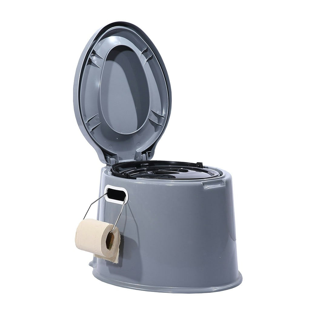 Traderight Group 6L Camping Toilet Outdoor Portable Potty Caravan Travel Boating Bucket Brush