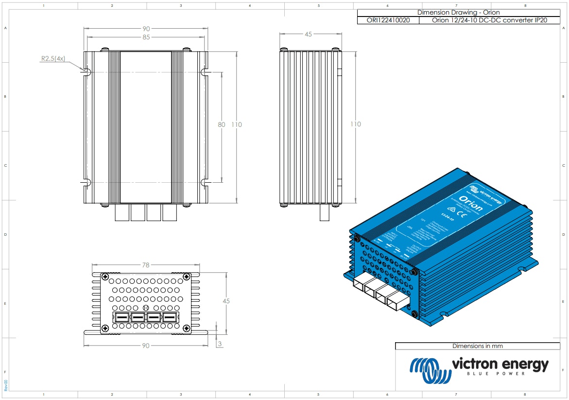 Victron 12V to 24V Orion 12/24-10A Non-Isolated IP20 DC-DC Converter