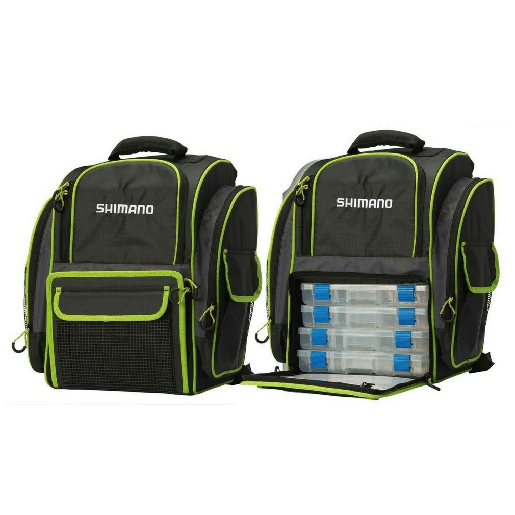 Shimano Fishing Back Pack with 4 Tackle Trays and Multiple Storage Pockets