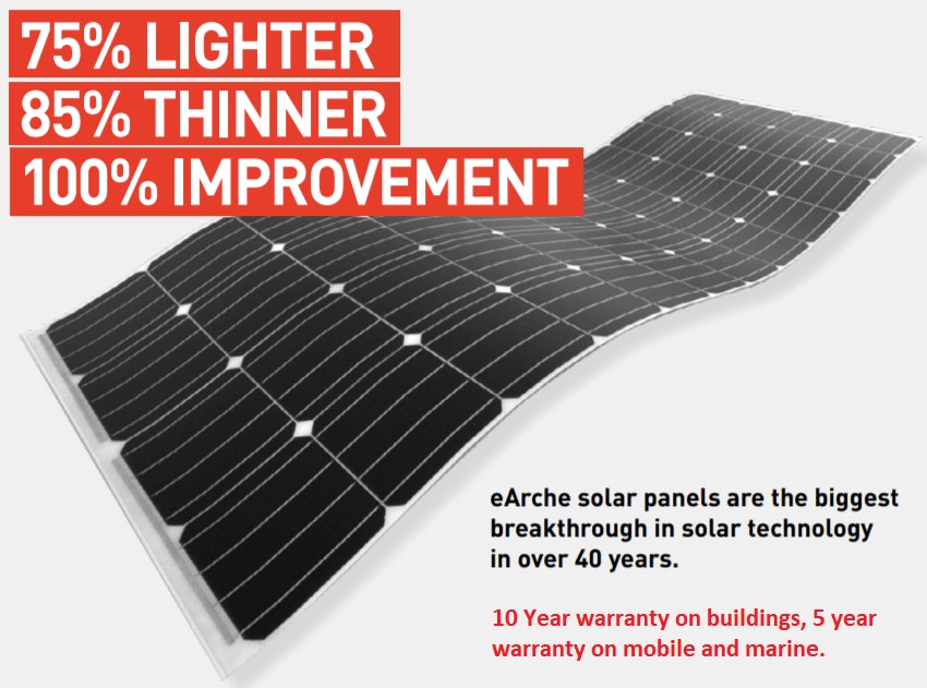 Sunman eArc 9V 85W Flexible Solar Panel - Junction Box Underneath - Free VGK
