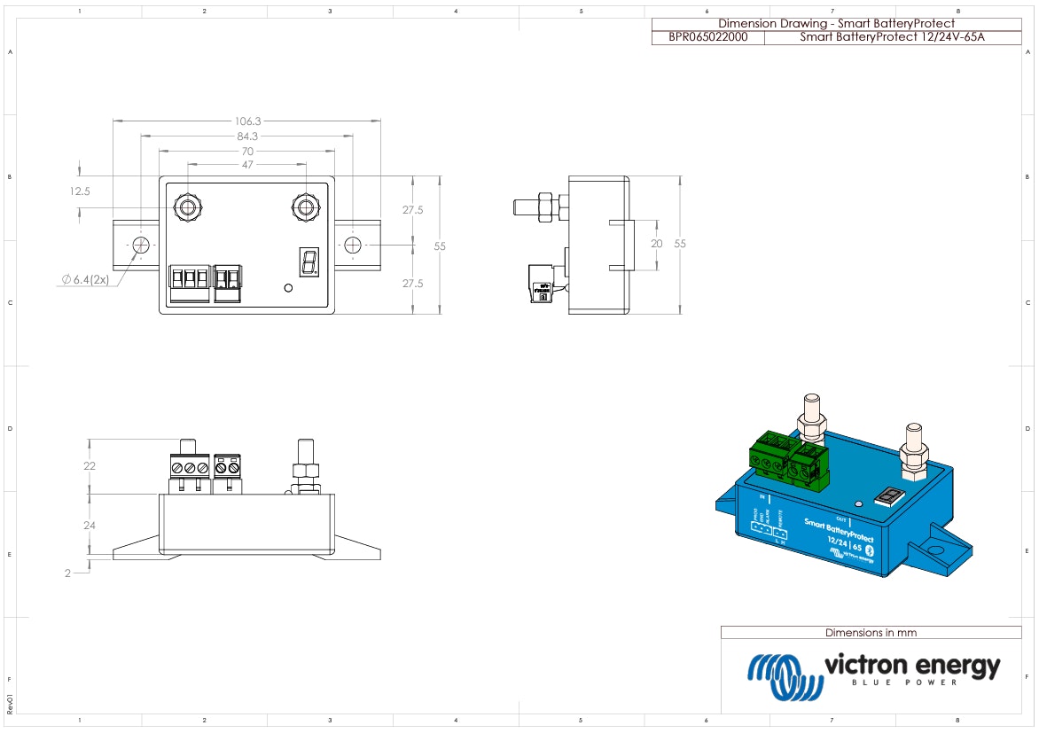 Victron Smart BatteryProtect 12/24V-65A Bluetooth Low Voltage Disconnect