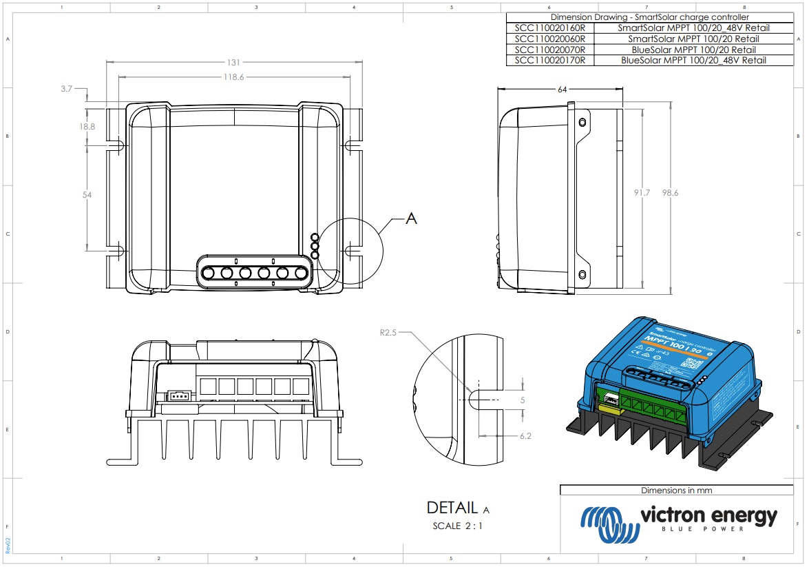 Victron 12/24/48V 20A SmartSolar MPPT 100/20 Bluetooth Solar Charge Controller