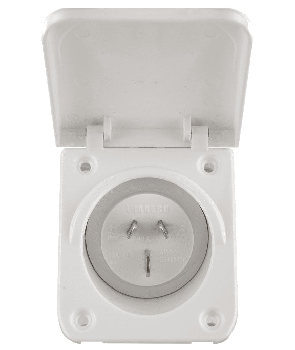 Transco 15A White Caravan Power Inlet