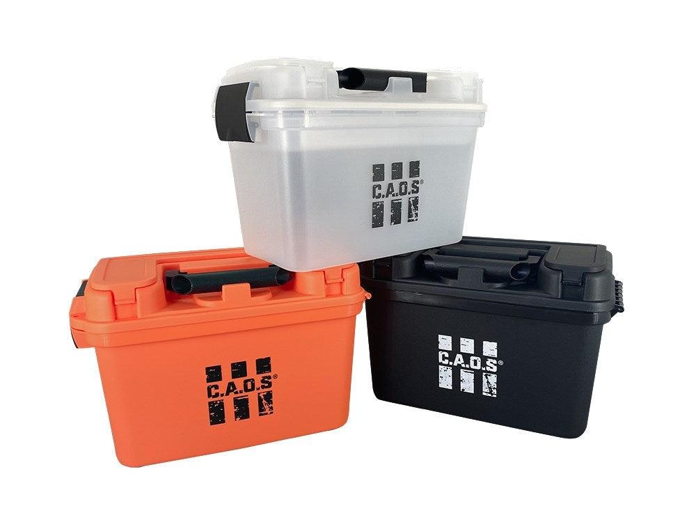 Pack & Store #6 - CAOS Handy Case 100 + 3 x Handy Storage Box (Orange, Clear & Black)