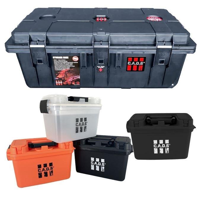 Pack & Store #6 - CAOS Handy Case 100 + 3 x Handy Storage Box (Orange, Clear & Black)
