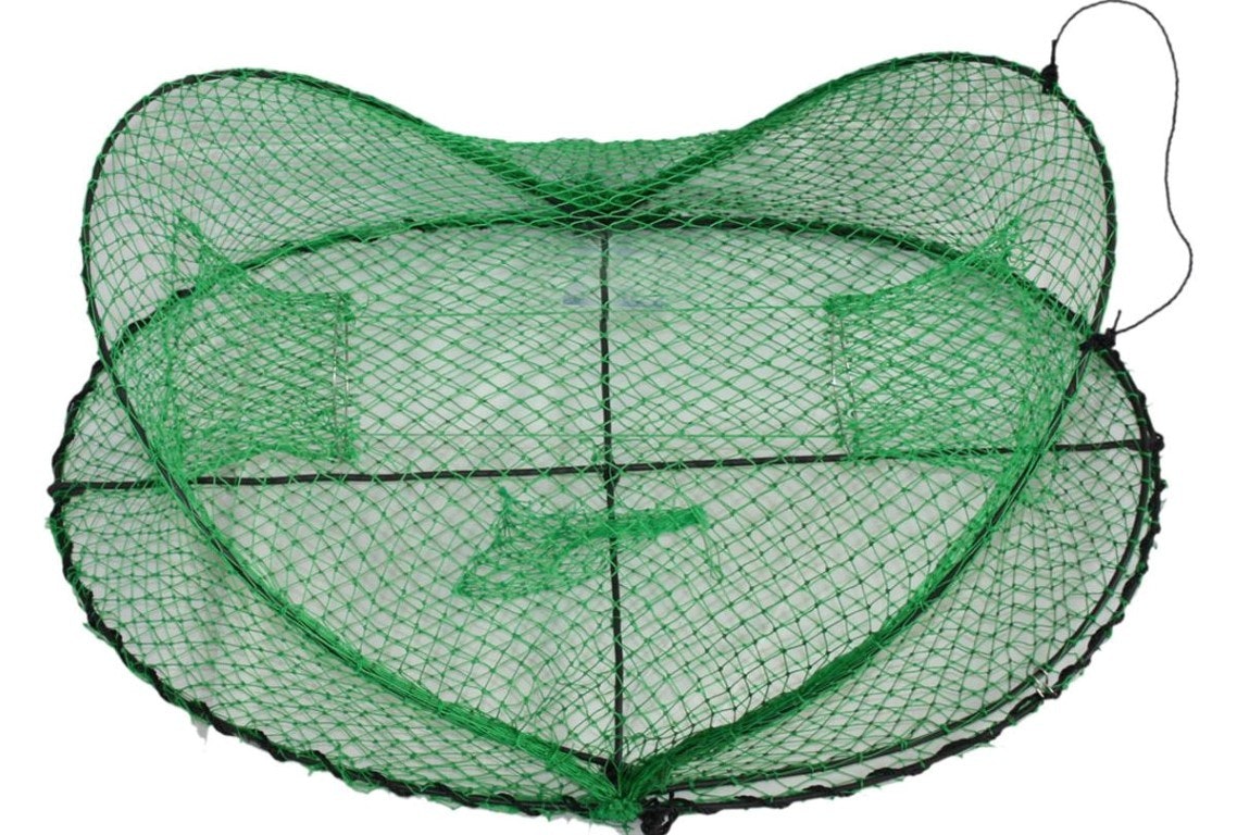 2 x Seahorse Folding Opera House Traps With 75mm Rings-Green Yabby Net-Red Claw Trap