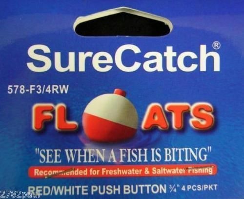 4 X 3/4 Inch Red and White Push Button Fishing Floats