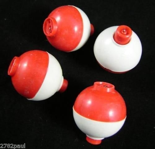 4 X 1 1/4 Inch Red and White Push Button Fishing Floats