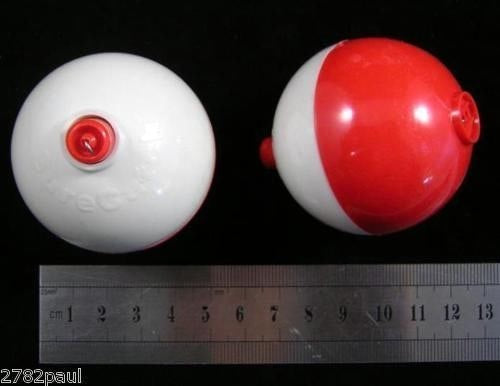 4 X 1 1/4 Inch Red and White Push Button Fishing Floats