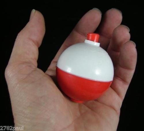 2 X 1 3/4 Inch Red and White Push Button Fishing Floats