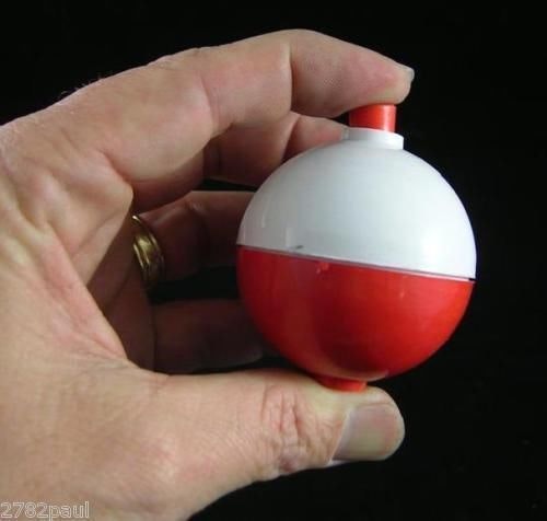 2 X 1 3/4 Inch Red and White Push Button Fishing Floats