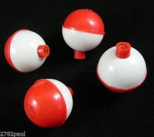 4 X 1 1/2 Inch Red and White Push Button Fishing Floats