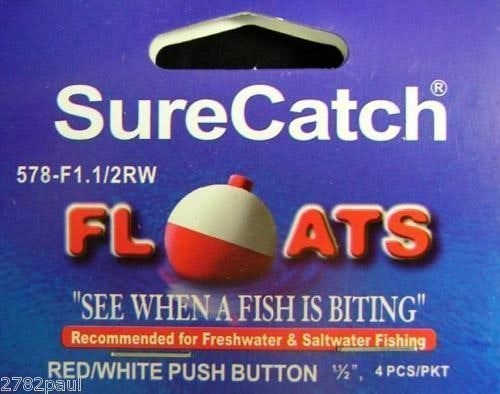 4 X 1 1/2 Inch Red and White Push Button Fishing Floats