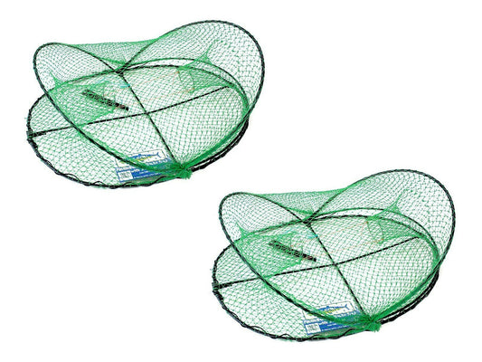 2 X Wilson Folding Opera House Traps-Two Pack-Green Yabbie Net-3 Inch Entry Rings