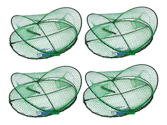 4 X Wilson Folding Opera House Traps-Four Pack-Green Yabbie Net-75mm Rings