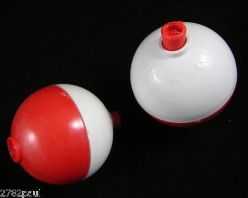 2 X 2 Inch Red and White Push Button Fishing Floats