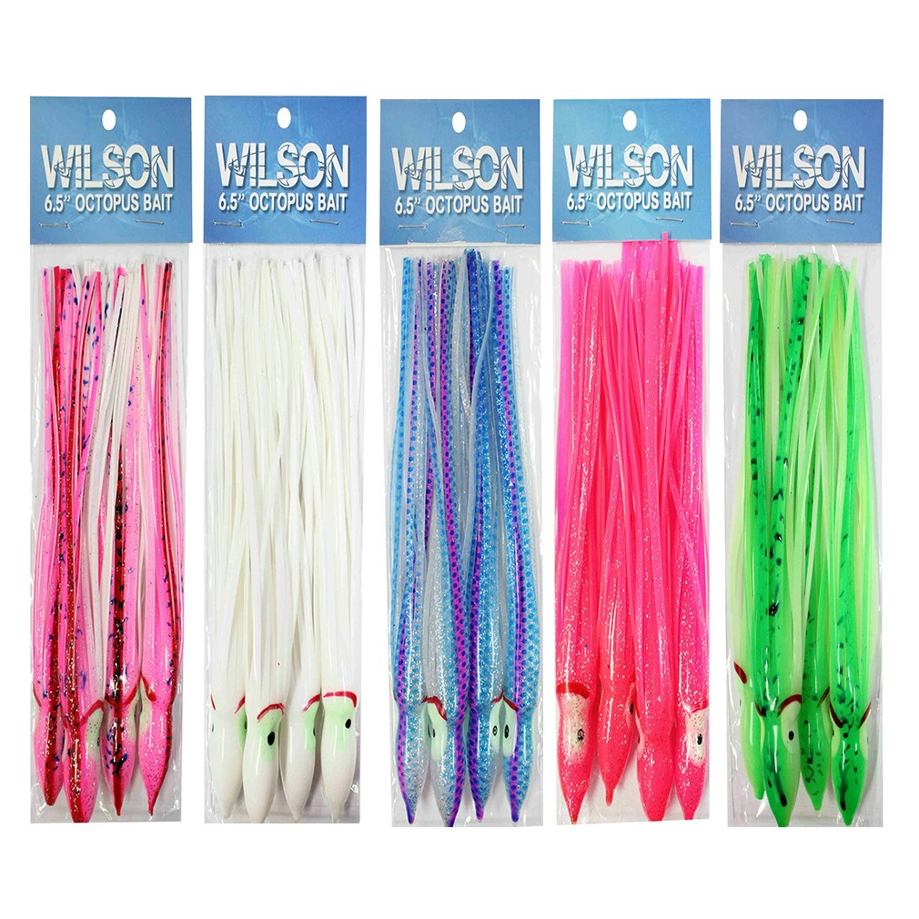 4 Pack of Wilson 6.5 Inch Vinyl Octopus Squid Skirts-Squid Tails-Trolling Skirts