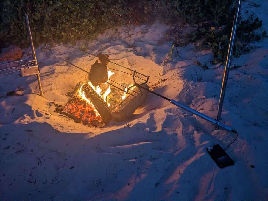 Outdoor Central Single Verticle Post 83cm Stainless Steel Camping Rotisserie