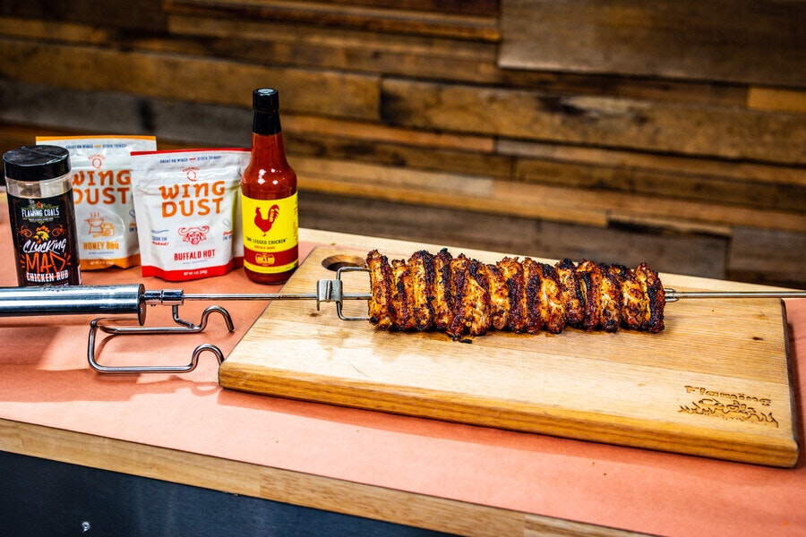 EspetoSul 62cm Premium Portable BBQ Rotisserie Kit - Cordless Motorised Handle