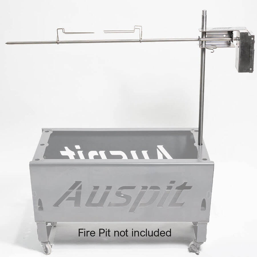 Auspit Silver Compact Portable Spit Rotisserie Package (Firepit Not Included)