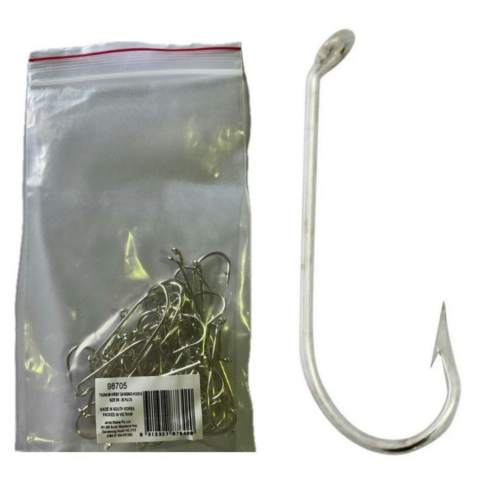 50 Pack of Tsunami Size 5/0 Closed Eye Tin Kirby Ganging Hooks