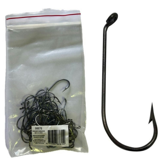 50 Pack of Tsunami Size 5/0 Black Nickel Closed Eye Kirby Ganging Hooks