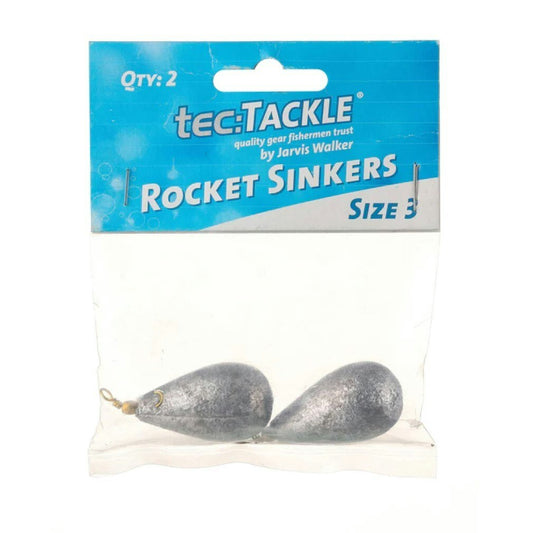 2 Pack of Jarvis Walker Size 3 Rocket Sinkers - 80gm Bomb and Swivel Sinkers