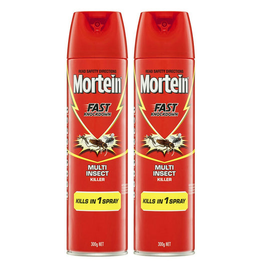 2x Mortein 300g Fast Knockdown Multi Insect Killer Spray Cockroach/Mosquitoes