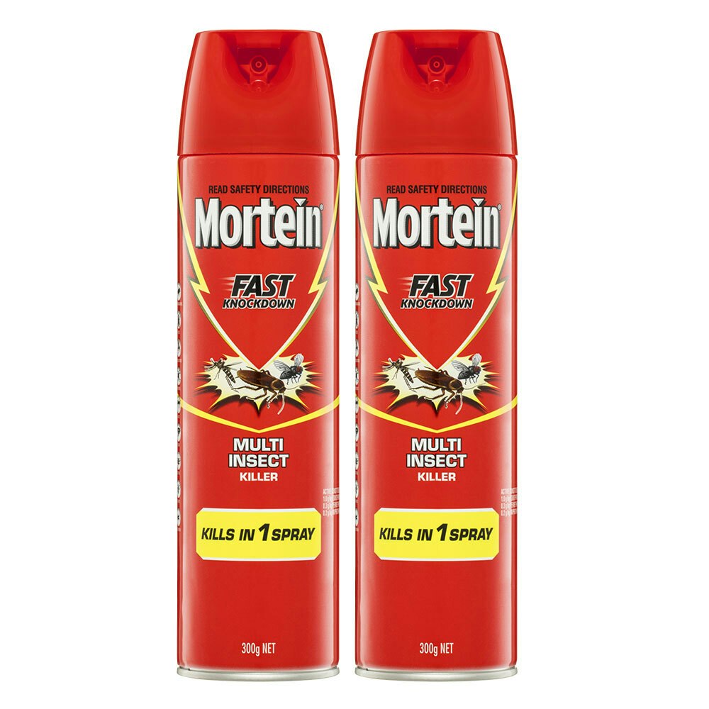 2x Mortein 300g Fast Knockdown Multi Insect Killer Spray Cockroach/Mosquitoes