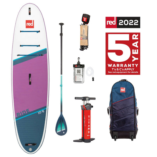 10'6 Ride Purple Inflatable Paddle Board Package