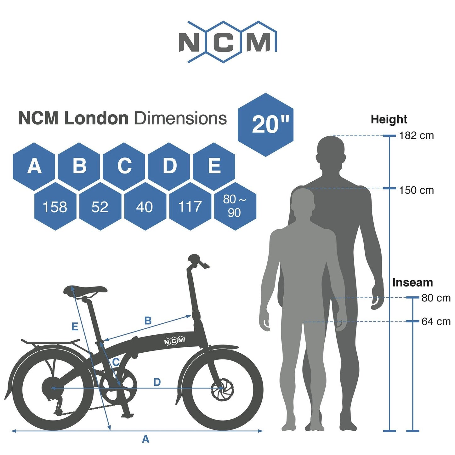 NCM London+ Folding E-Bike, 250W, 36V 19Ah 684Wh Battery, 20"