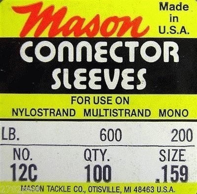 100 x Size 12 Mason Crimps - Crimping Connector Sleeves for Fishing Wire/Line