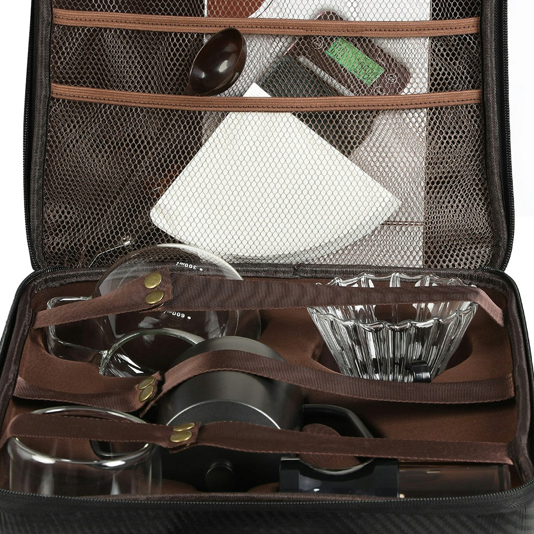 Pour Over Coffee Maker Set Dripper Pot Kettle Filter Coffee Grinder Camping Travel