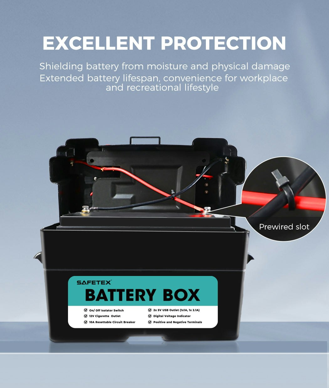 12V 100Ah AGM Battery Outdoor Rv Marine 4WD Deep Cycle & W/ Strap Battery Box