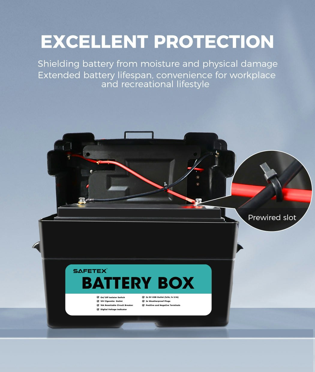 12V 135Ah AGM Battery Outdoor Rv Marine 4WD Deep Cycle & W/ Strap Battery Box