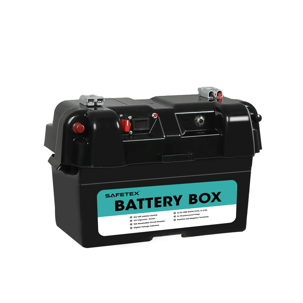 AGM Battery 12V 170Ah Deep Cycle with Battery Box Anderson Plug 2x USB Caravan