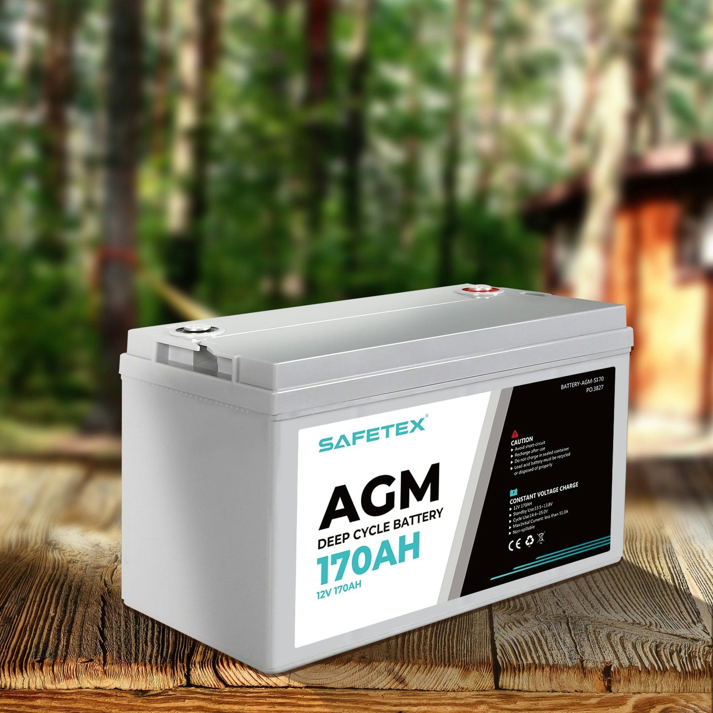 AGM Battery Deep Cycle 170Ah with 12V Battery Box Anderson Plug USB LED Light