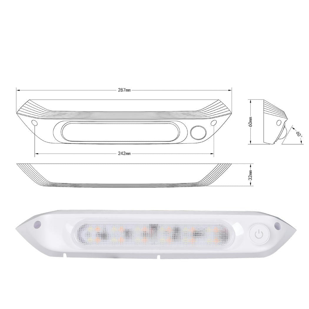 Manan LED Bug Awning Light 287mm Dimmable 12V Caravan RV Exterior Amber White