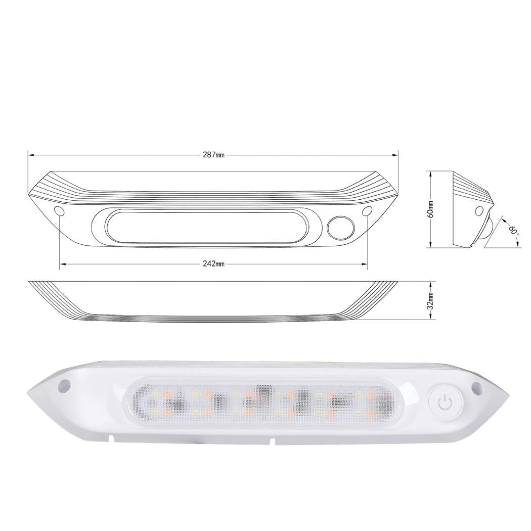 Manan LED Bug Awning Light 287mm Dimmable 12V Caravan RV Exterior Amber White