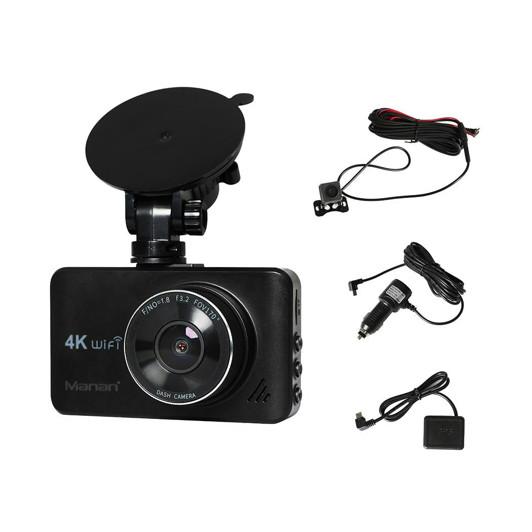 Dual Dash Camera Front and Rear Wifi 4K GPS Dashcam Car Camera Free 64G Card