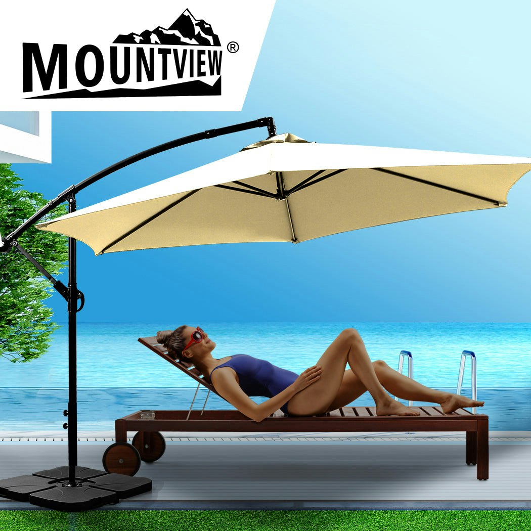Mountview 3M Outdoor Umbrella Cantilever Umbrellas Base Stand Garden Patio Beach