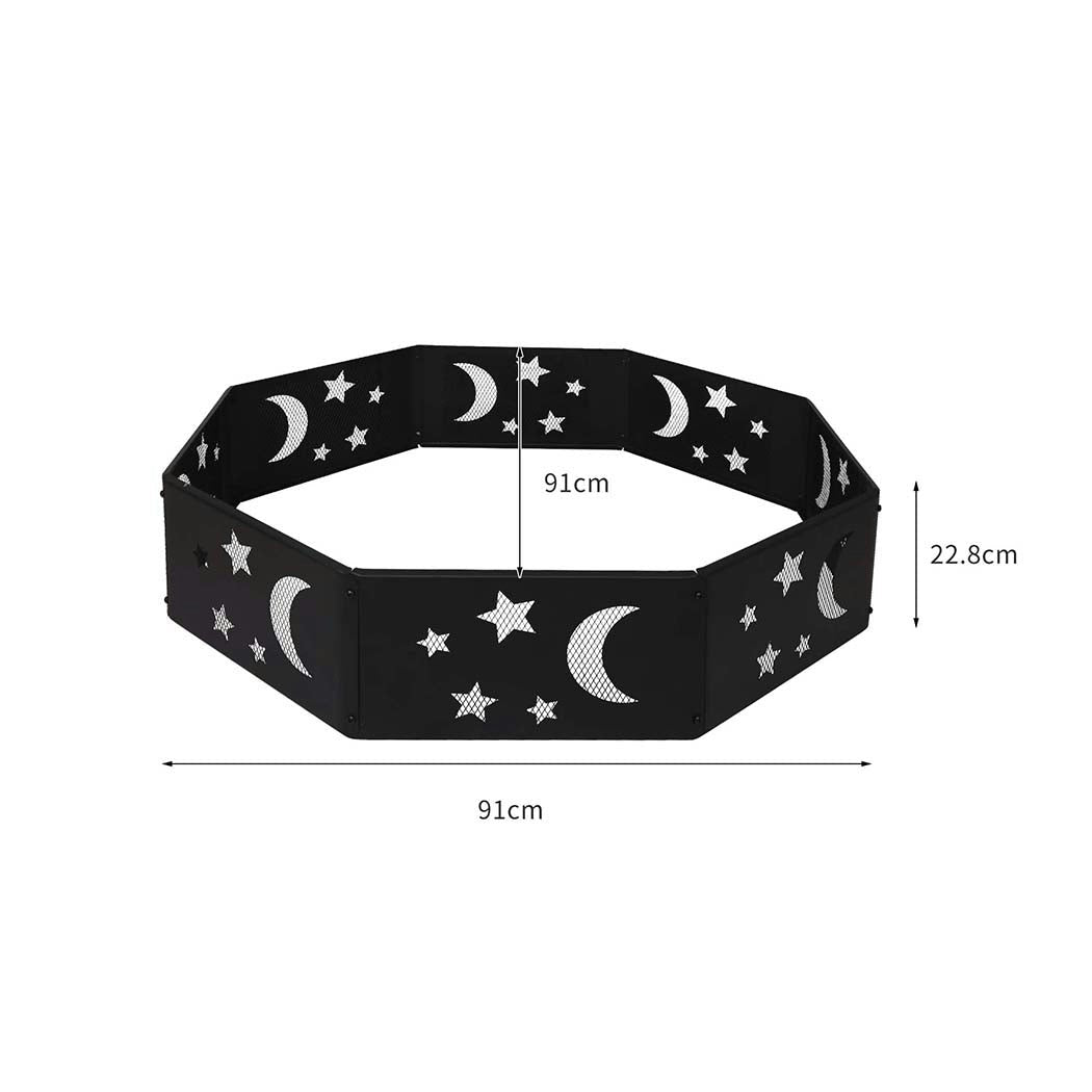 Moyasu Round Fire Pit Ring Outdoor Fireplace Camping Firepit Steel Portable 36"